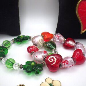 SALE! Blown Glass Stretch Bracelets Holiday Valentine's/St. Patrick's Day